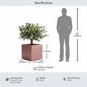 50cm Zinc Galvanised Brushed Rose Gold Finish Square Planter